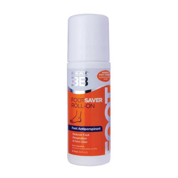 Neat 3B Foot Saver Roll-On Antiperspirant Deodorant tube with a white cap and orange design, offering foot odour protection and freshness.