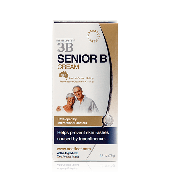 Box of Neat 3B Senior B For Rash Prevention, featuring product details and clear instructions. The design highlights its purpose for rash prevention, with easy-to-read text and a clean, simple layout.
